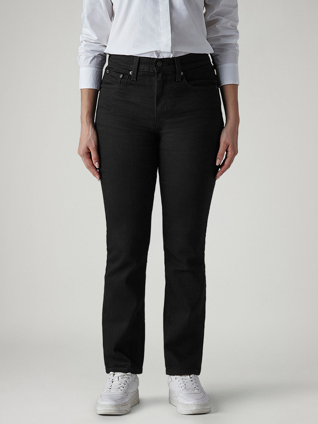 Women's 724 Black Slim Straight Fit High Rise Jeans - Front View