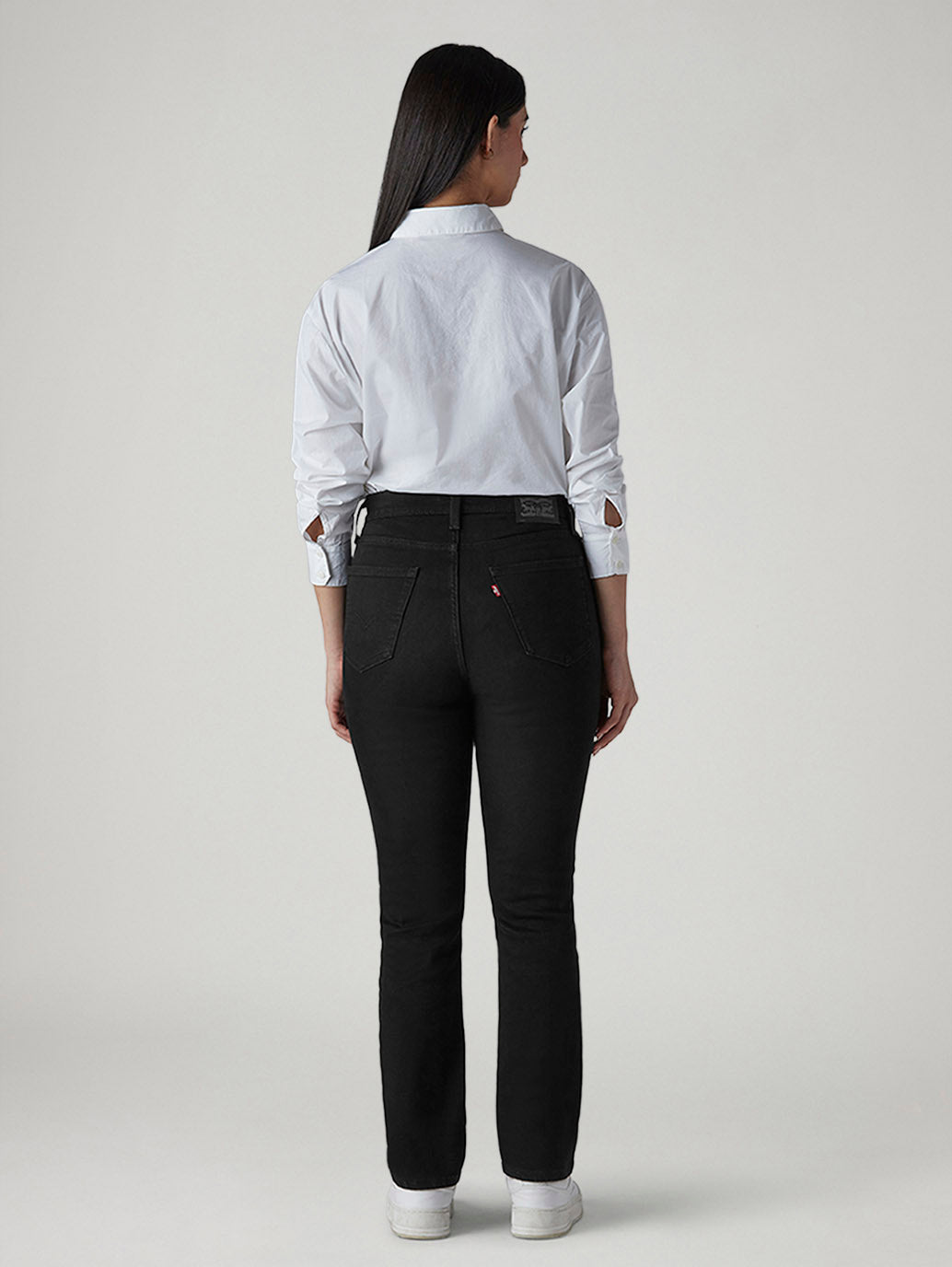 Women's 724 Black Slim Straight Fit High Rise Jeans - Back View