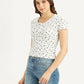 Women's Floral White Round Neck Top - 67eb72af1cc37c333d267cb21337cb50 View