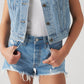 Women's 501 Mid Rise Blue Straight Fit Shorts - 69918c9ae48fdfa9b695356fffb117bb View