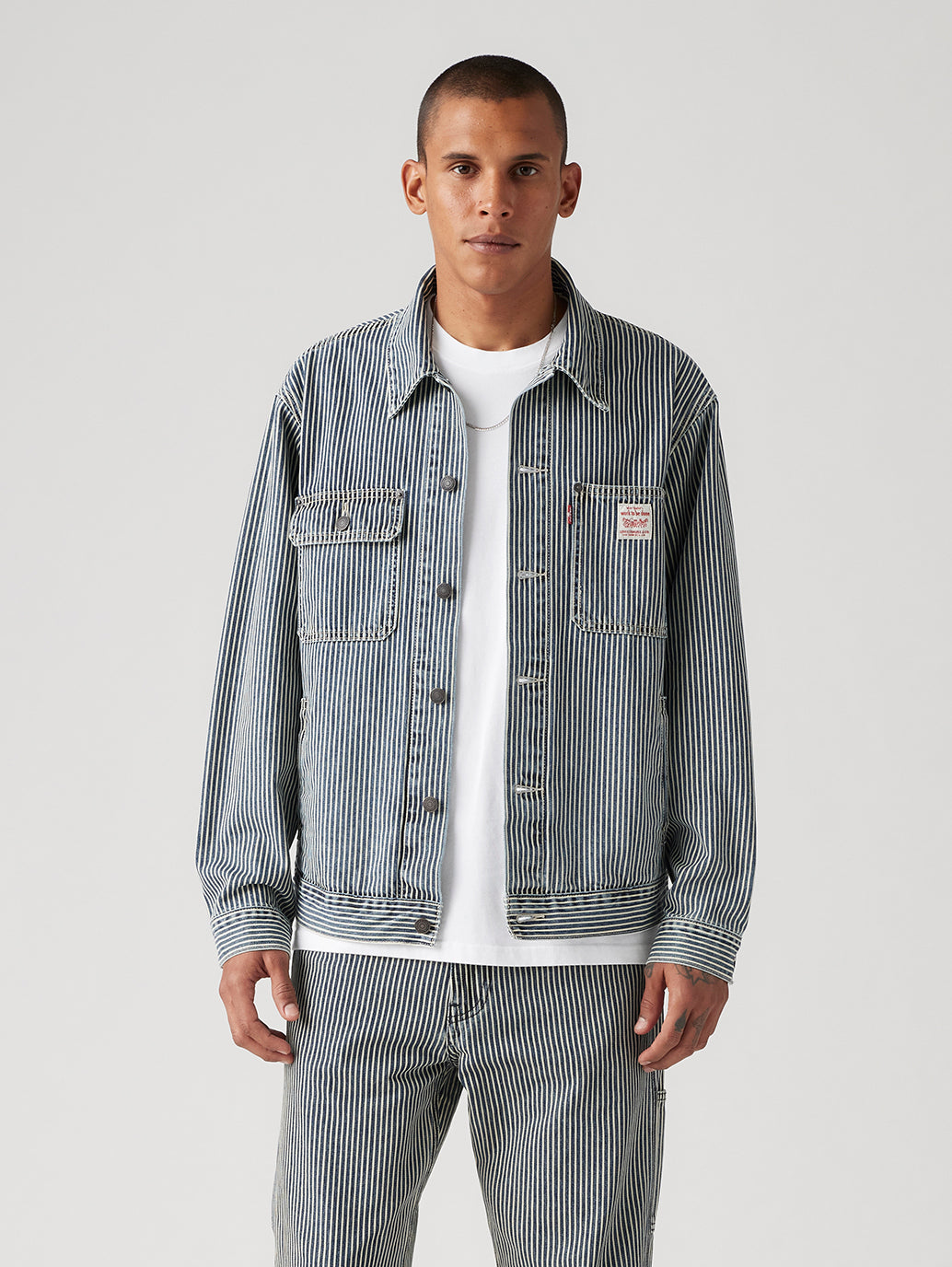 Men's Striped Blue Shacket - 6bf78008b77807ca8888a80a02e518b4 View