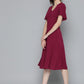 Women's Solid Red V Neck Dresses - 703bd05d-0a30-4206-b8bd-076e7c272d731685696340361-Levis-Women-Dresses-1351685696339949-3 View
