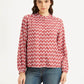 Women's Geometric Red Band Neck Top - 71e5e03866b346dc1bc424756ed6075f View