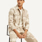 Men's Abstract Beige Relaxed Fit Utility Overshirt - 721fd6b919eab9bb2dee23e4e2ec669a View