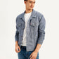 Men's Solid Blue Spread Collar Denim Jacket - Styleshot View