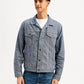 Men's Solid Blue Spread Collar Denim Jacket - Front View
