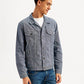 Men's Solid Blue Spread Collar Denim Jacket - Side View