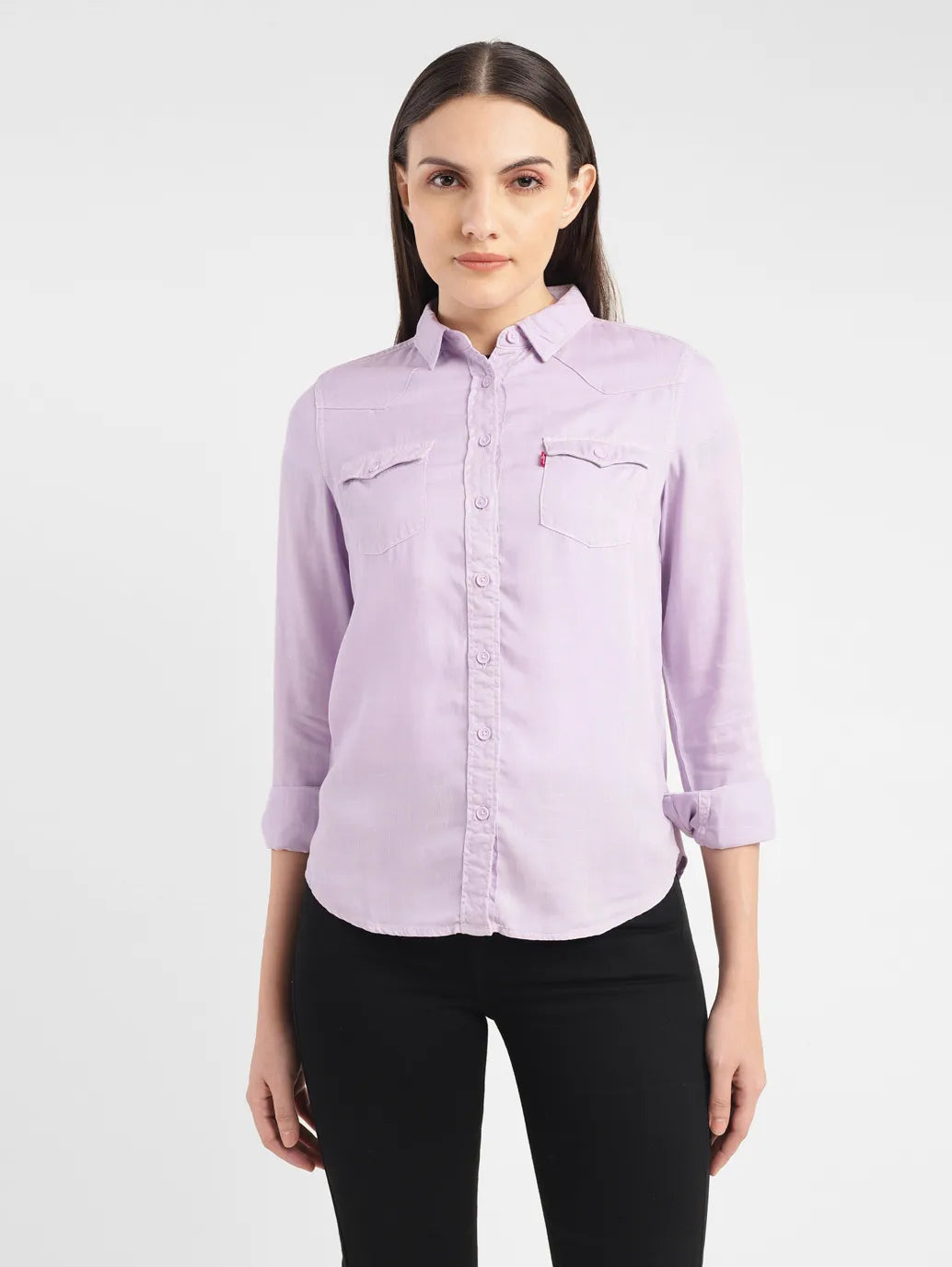 Women's Solid Spread Collar Shirt - c41a164a-3574-48c3-bbe4-aba96c505fd7 View