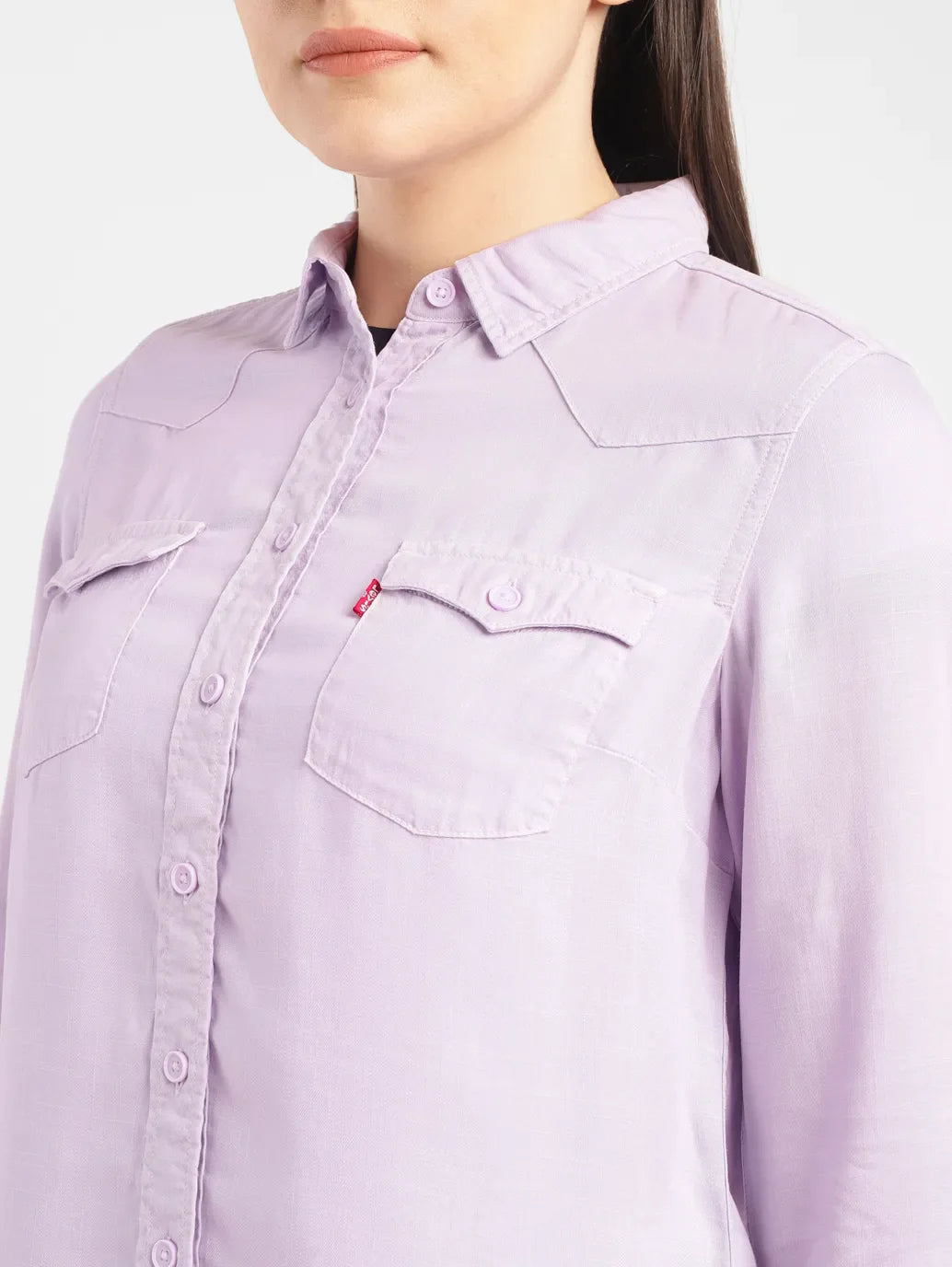 Women's Solid Spread Collar Shirt - ff7eb66d-b1f9-4c2c-b15d-053df554c12b View