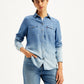 Women's Solid Regular Fit Denim Shirt - Front View