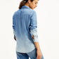 Women's Solid Regular Fit Denim Shirt - Back View