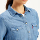 Women's Solid Regular Fit Denim Shirt - Detail View