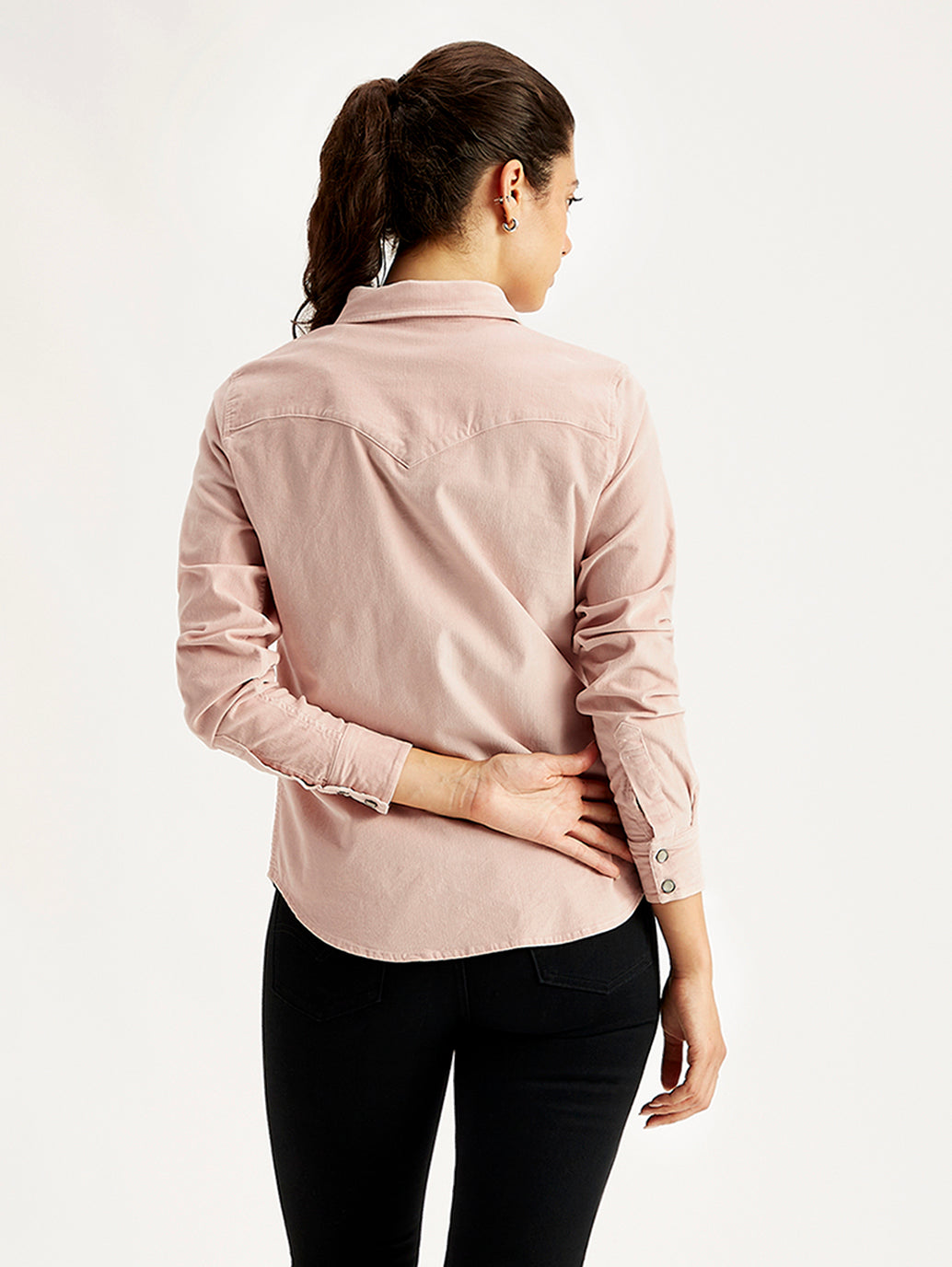 Women's Solid Regular Fit Shirt - Back View