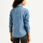 Women's Solid Regular Fit Denim Shirt - Back View