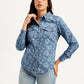 Women's Floral Spread Collar Shirt - Styleshot View