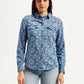 Women's Floral Spread Collar Shirt - Front View