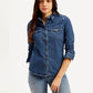 Women's Solid Spread Collar Shirt - Styleshot View