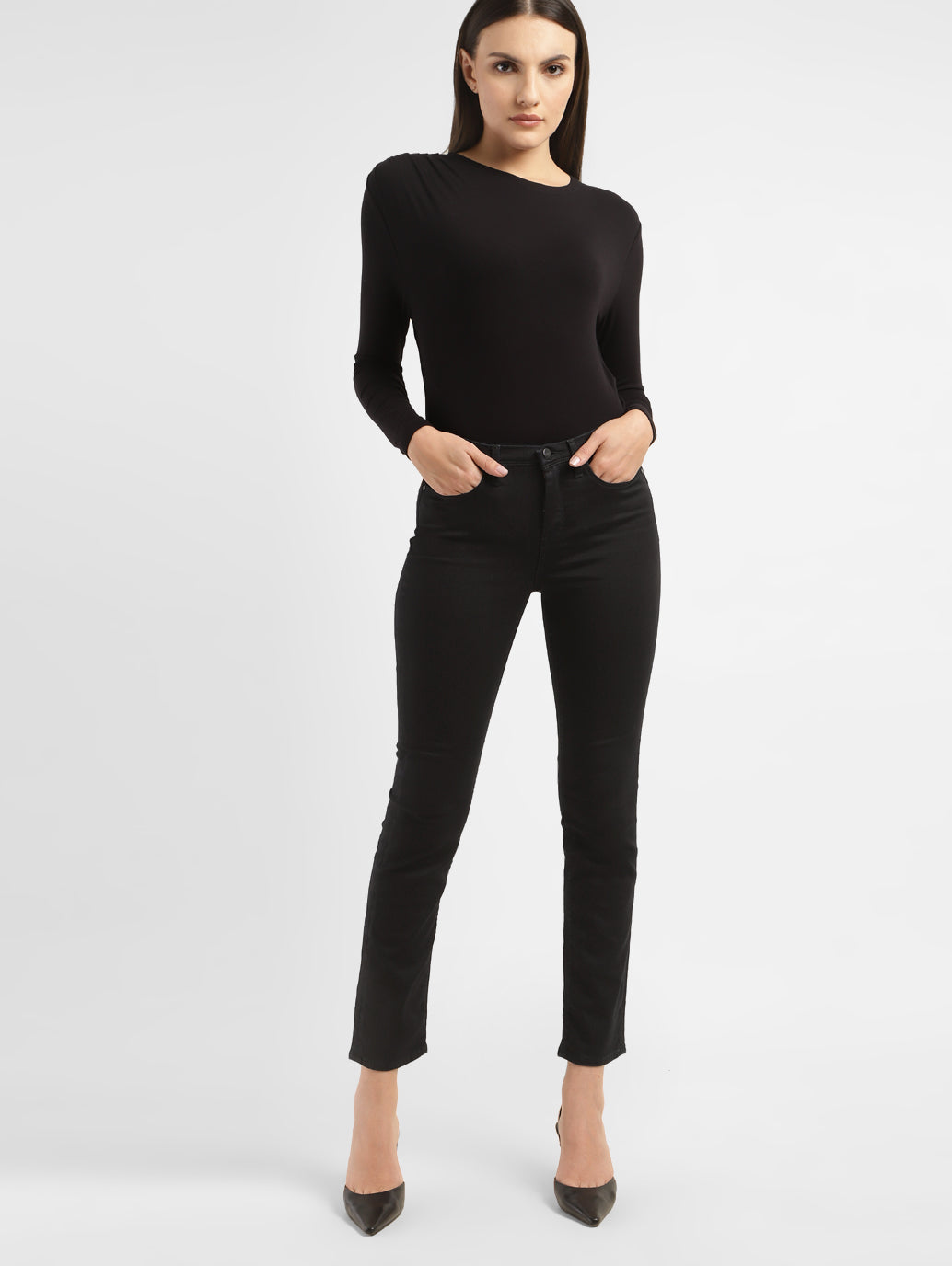 Women's 312 Black Straight Fit Mid Rise Jeans - 51b63a7f-e2e1-40ad-9f26-72ba5795516a View