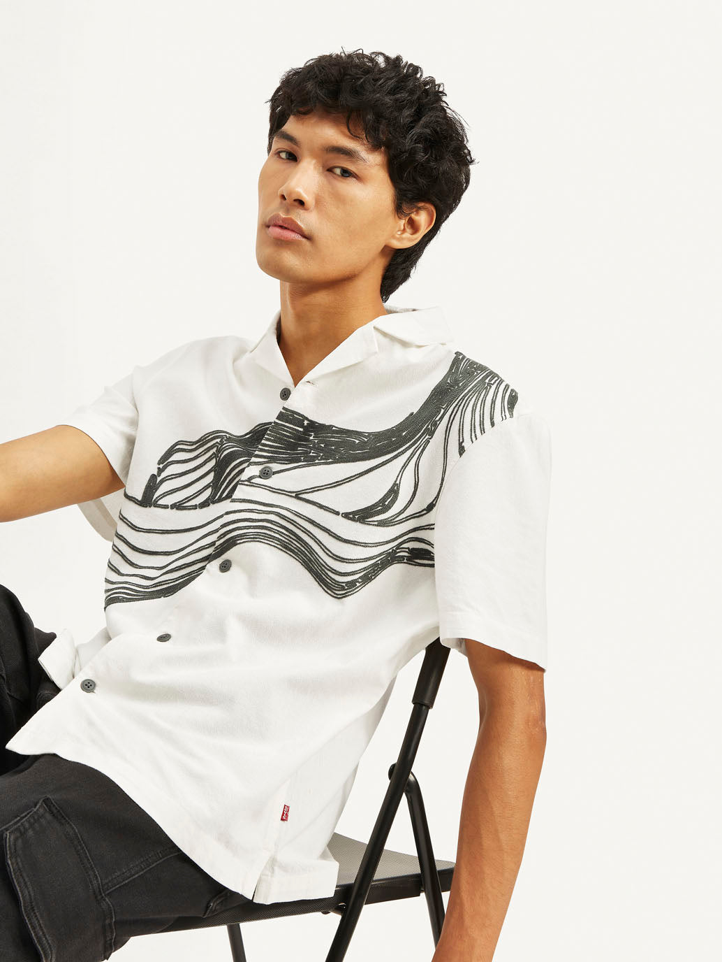 Men's Resort Collar Embroidered Relaxed Fit Shirt - 73729a9911de50f8783d0309d3a18be2 View