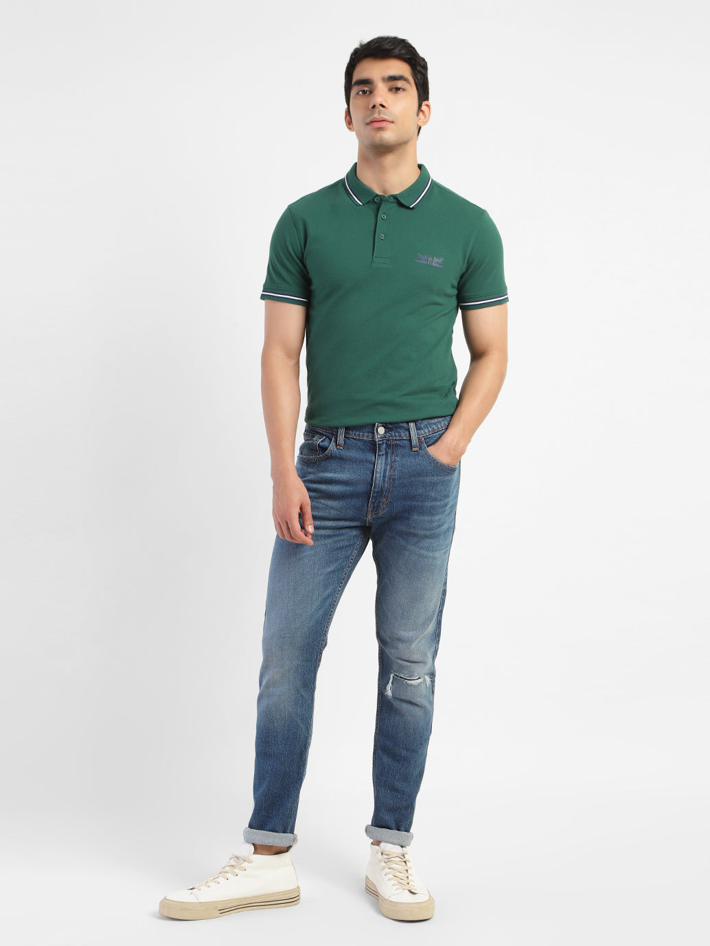 Men's Solid Polo T-shirt Green - 7105056f-7ccb-4b9f-be44-c17e7b93dd30 View