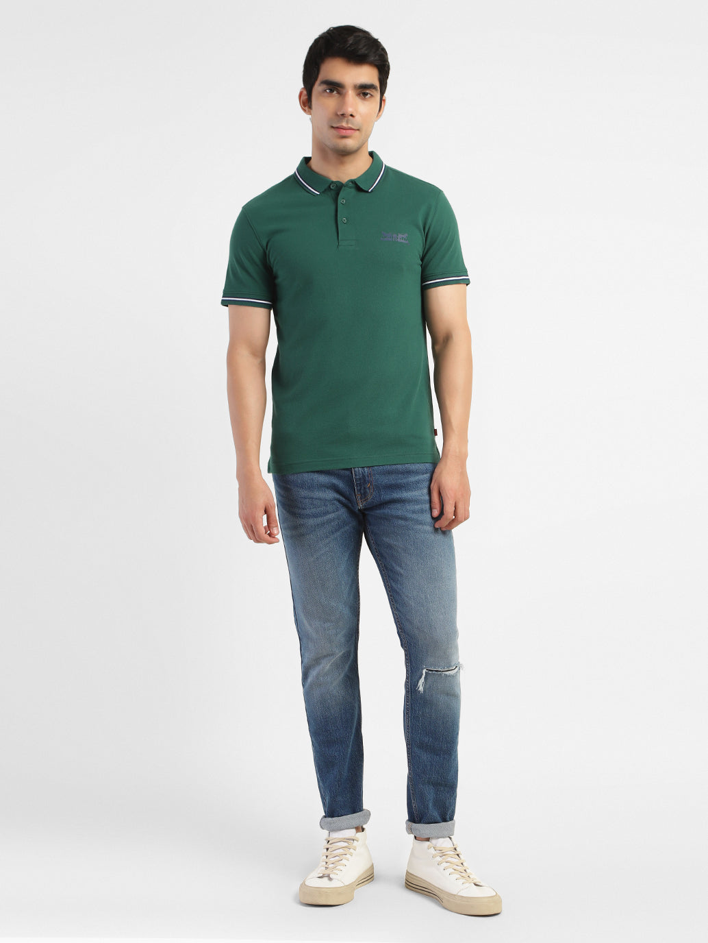 Men's Solid Polo T-shirt Green - 2cd9efae-3f75-474e-aeeb-3ece8f489557 View