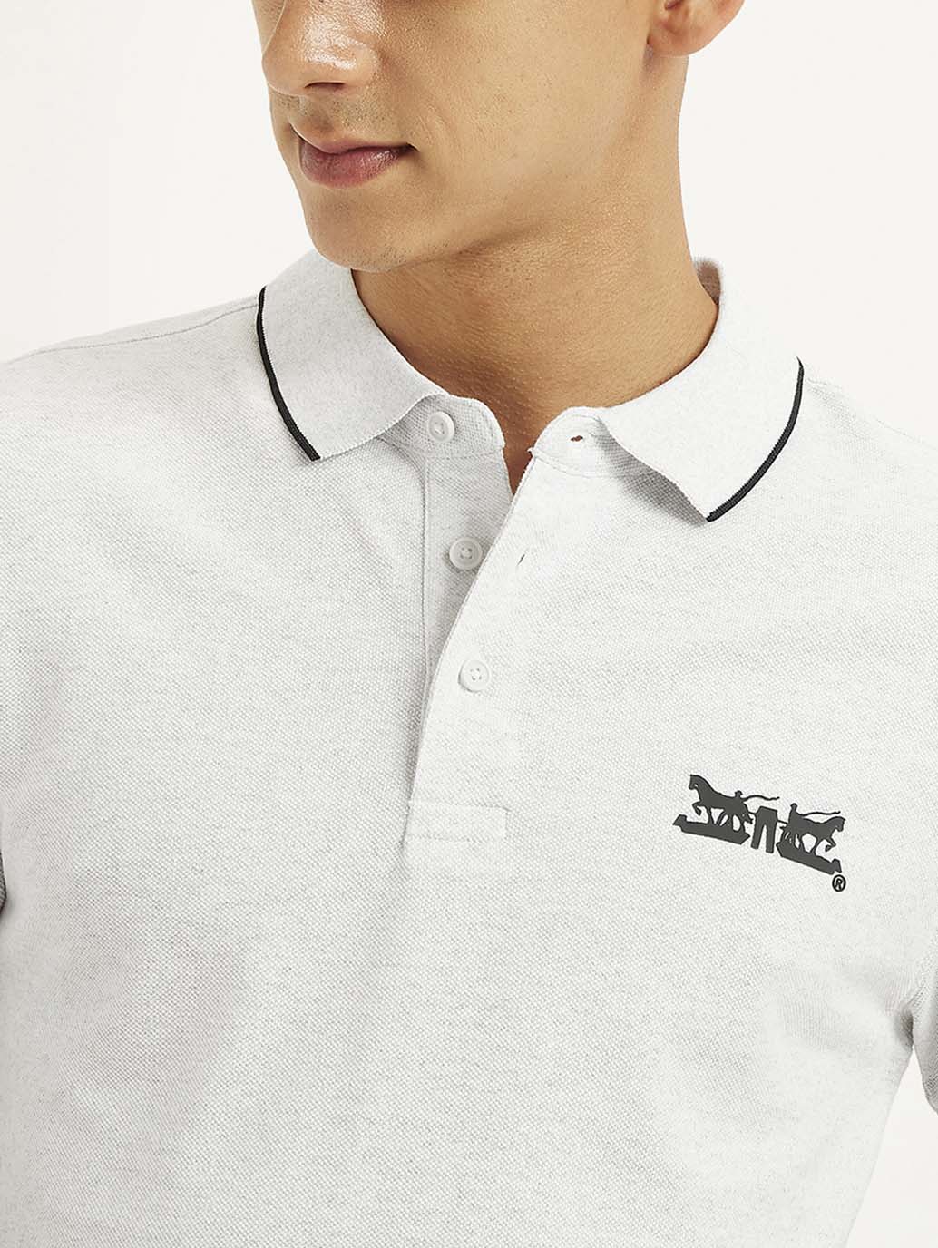 Men's Solid Slim Fit Polo T-Shirt - Detail View