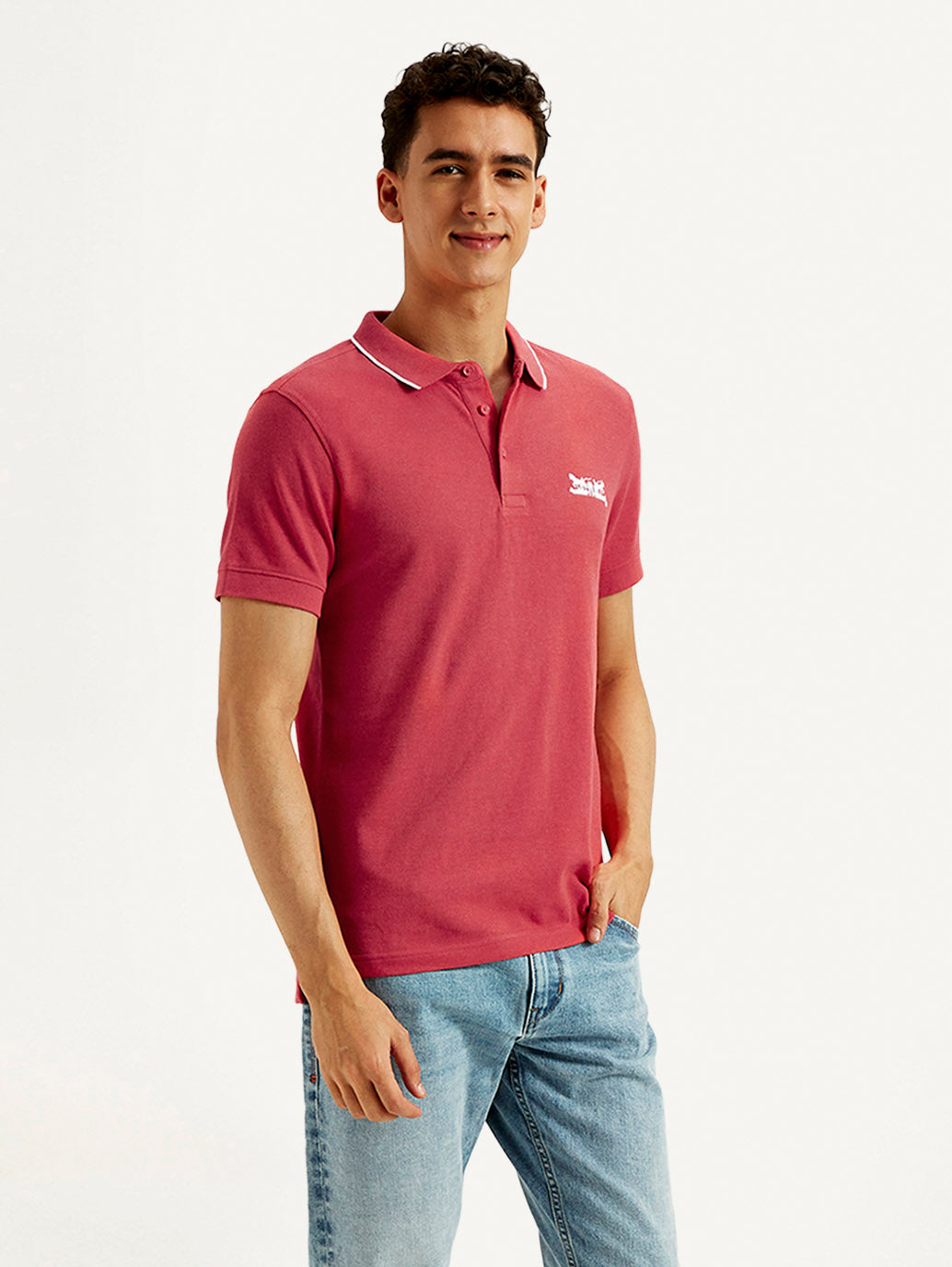 Men's Solid Slim Fit Polo T-shirt - Side View