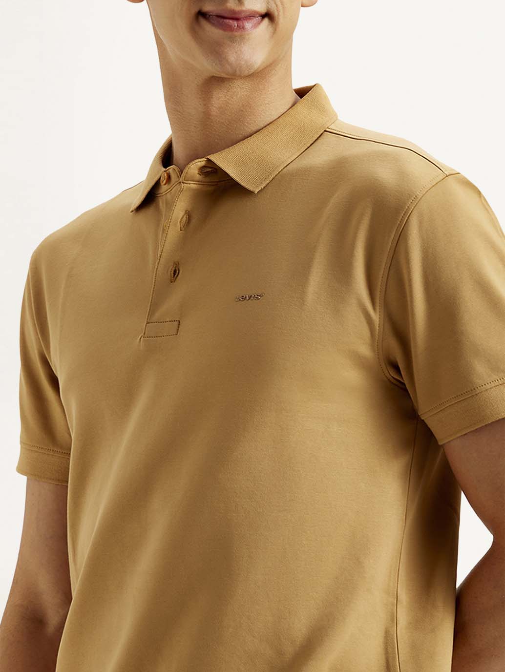 Men's Solid Slim Fit Polo T-shirt - Detail View