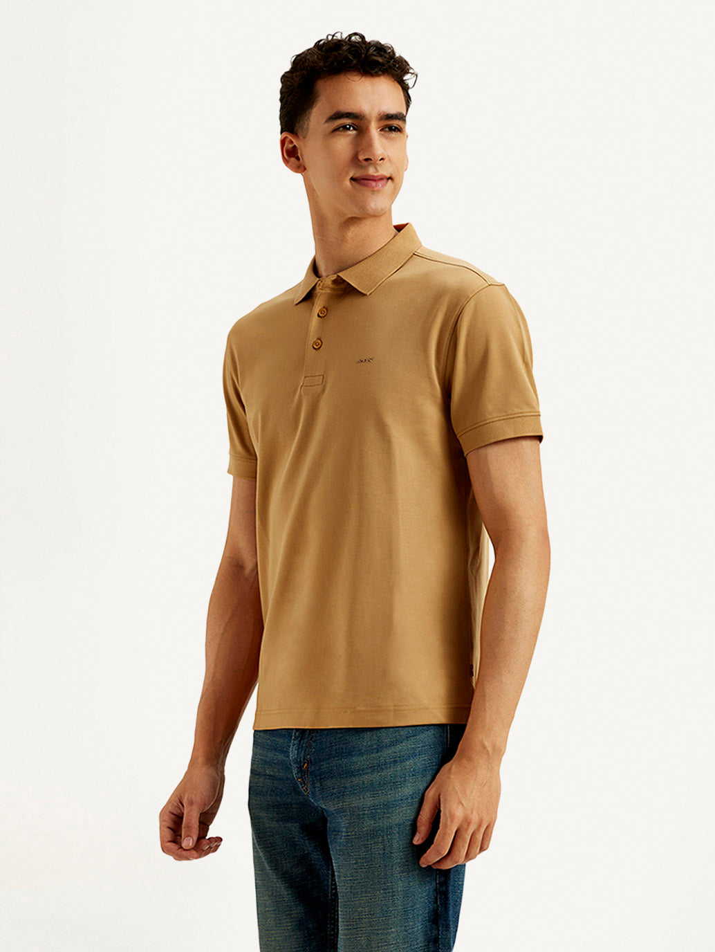 Men's Solid Slim Fit Polo T-shirt - Side View