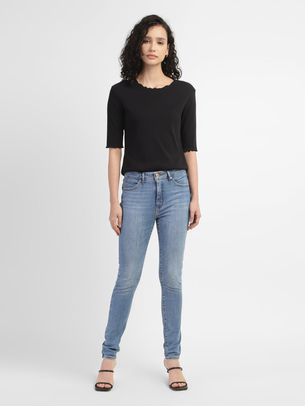 Women's Blue Skinny Fit Mid Rise Jeans - f0a9ca2e-88fc-4d99-83b3-a2dc93da25dc View