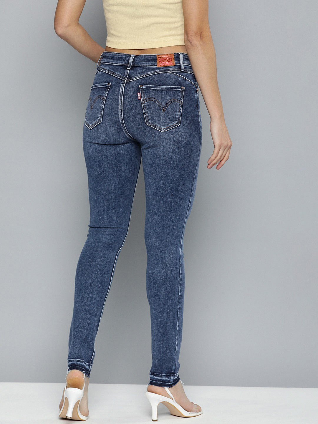 Women's Blue Revel Shaping Skinny Fit High Rise Jeans - Back View