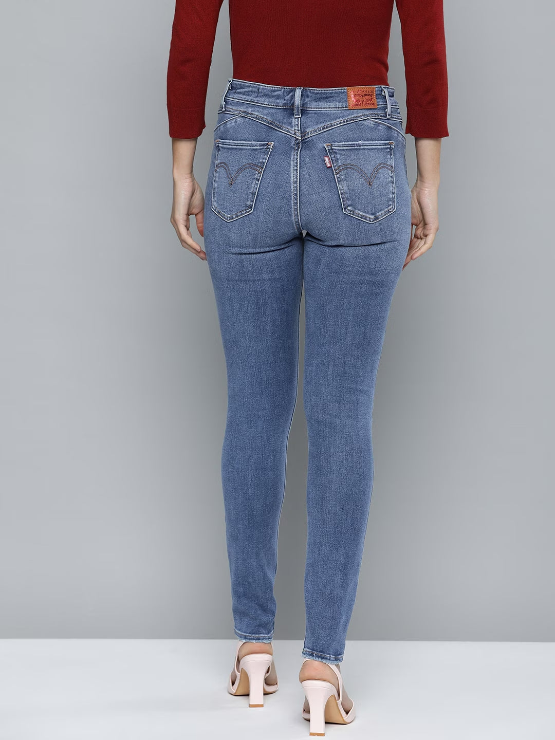 Women's Blue Revel Shaping Skinny Fit High Rise Jeans - Back View