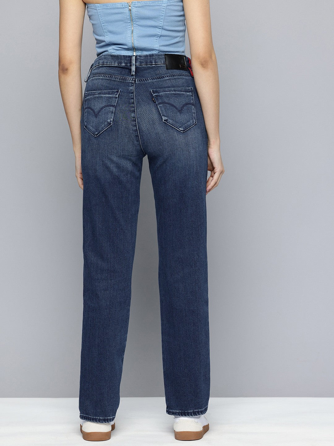 Women's Redloop 724 Blue Slim Straight Fit High Rise Jeans - 78a57608-2565-471a-a8c0-005664f0f8081739512624747-Womens-Mid-Rise-Straight-Fit-Dark-Blue-Jeans-789173951262410-3 View