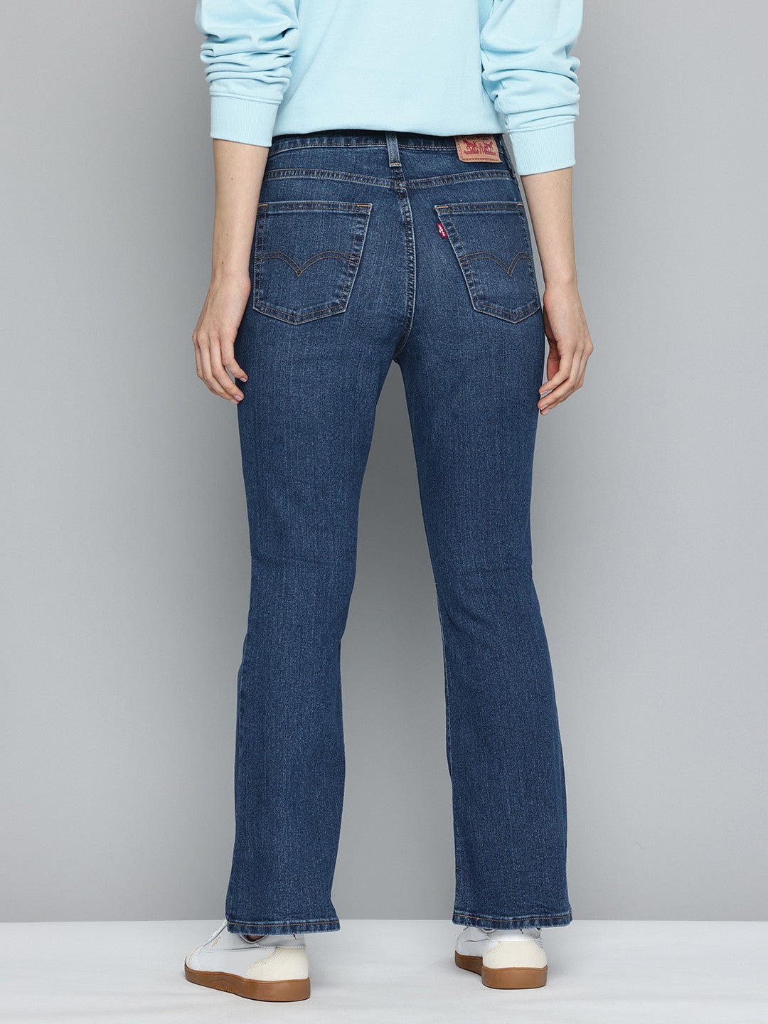 Women's 725 Blue Flared Fit High Rise Jeans - 78db875f-b73b-44eb-9ce3-c8c9fafcaf301737538493927-Womens-High-Rise-725-Slim-Bootcut-Fit-Blue-Jeans-15817375384-3 View