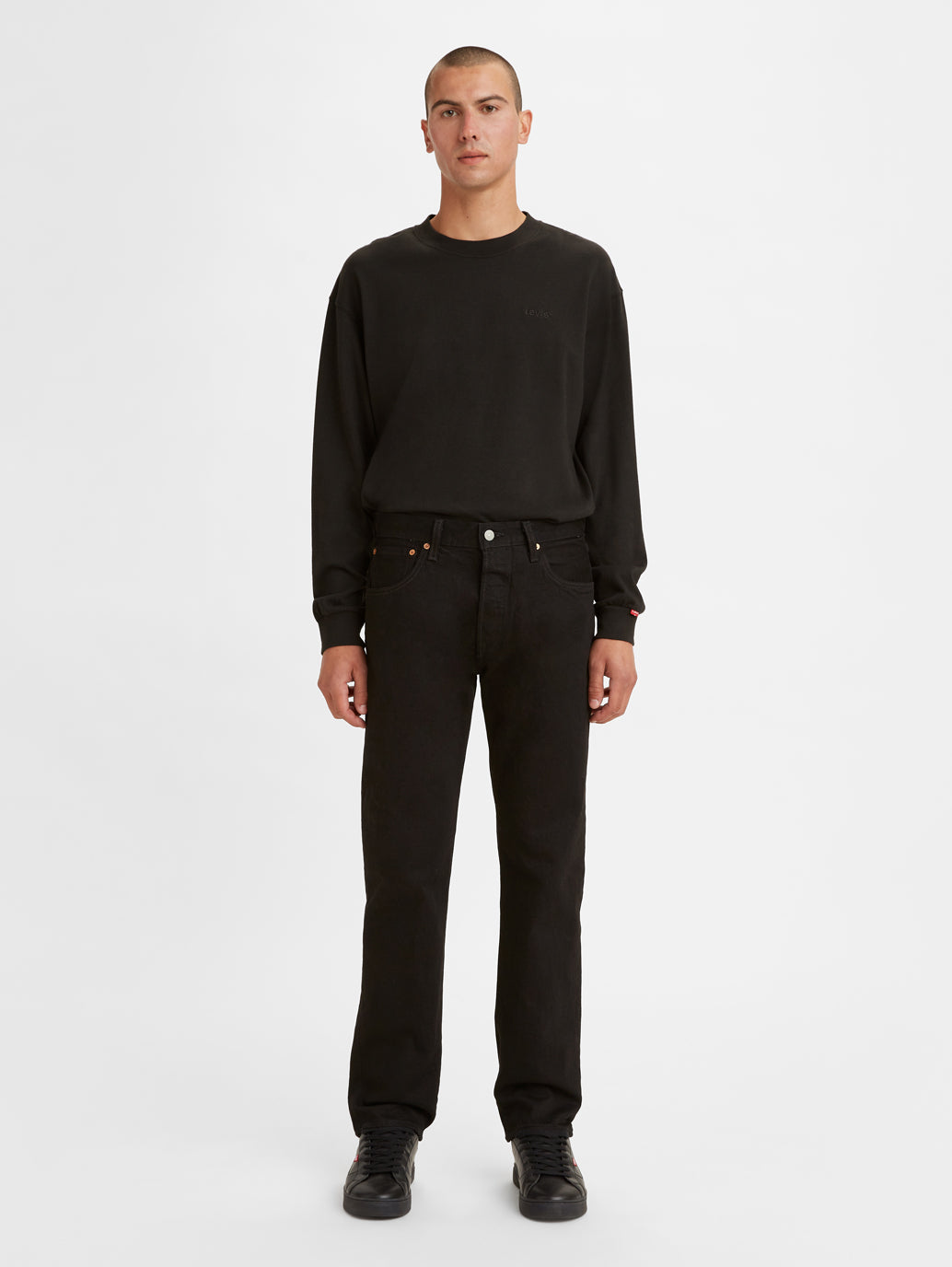 Men's 501 Black Straight Fit Mid Rise Jeans