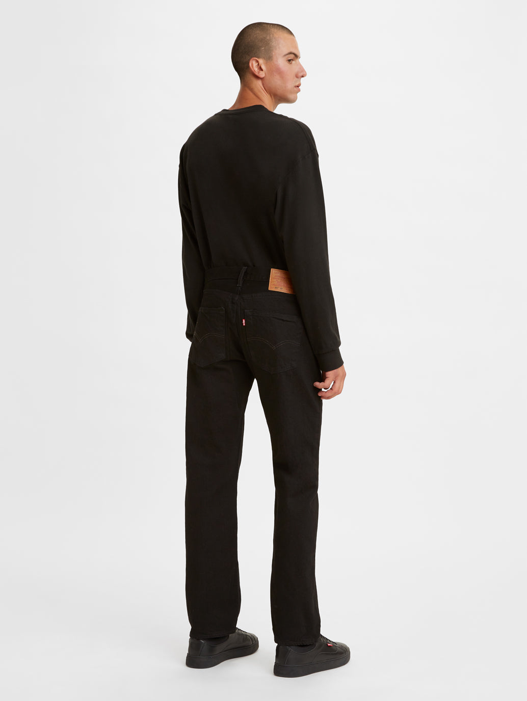 Men's 501 Black Straight Fit Mid Rise Jeans - e36f3639-6900-47aa-b7ba-232e846c5f52 View