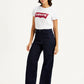 Women's Navy Blue Ribcage Bell Bottom Wide Leg Fit High Rise Jeans - 7bacc0028c52e9637735e4149cec1a2f View