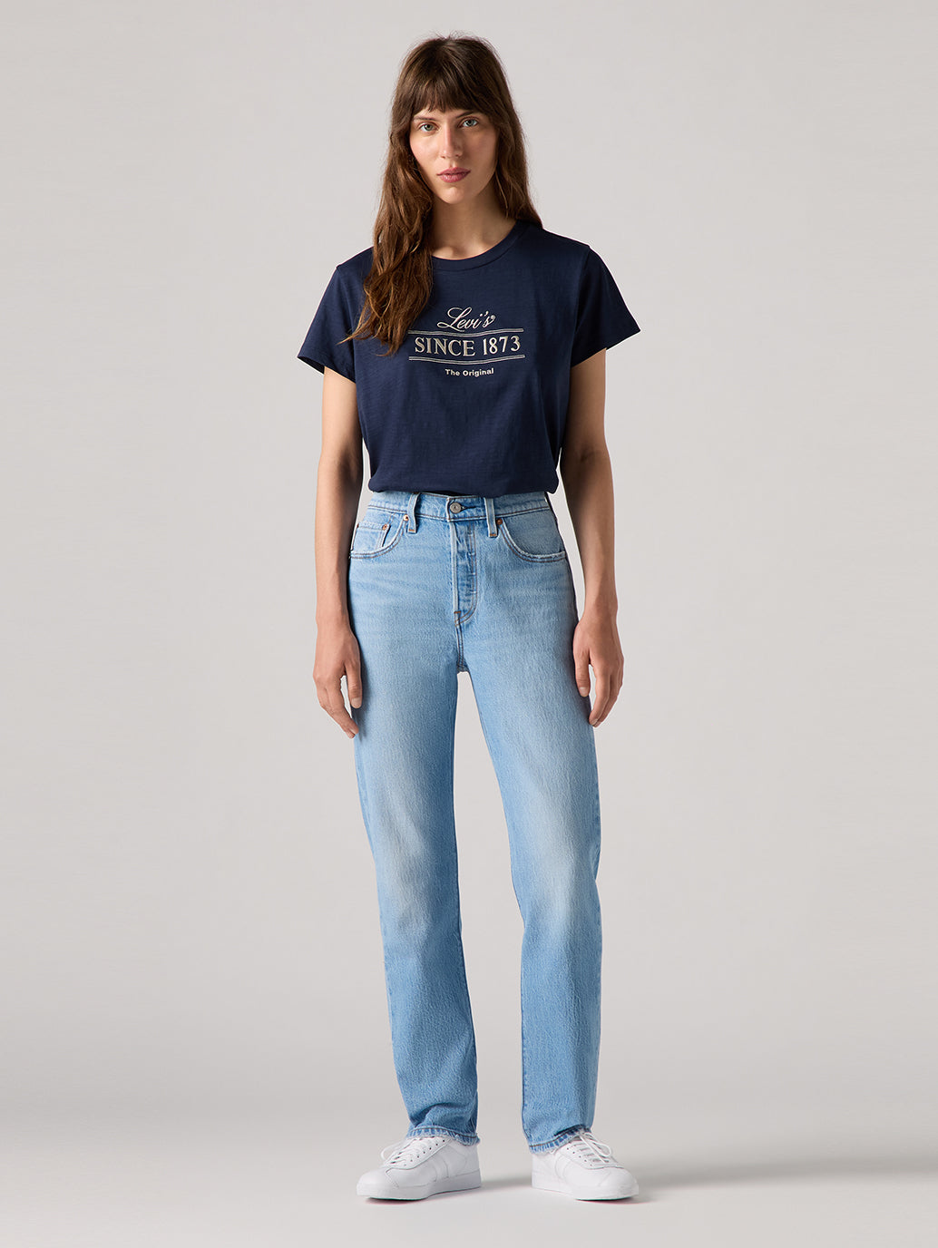 Women's 501 Blue Straight Fit High Rise Jeans - 7c566a0edaea79f9addf015ce6d09aa9 View