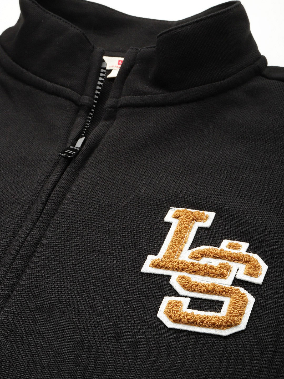 Women's Embroidered Black Crew Neck Sweatshirt - 2 View