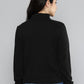 Women's Embroidered Black Crew Neck Sweatshirt - 4 View