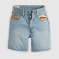 Women's Mid Rise Light Blue Straight Fit Shorts - 80fef739ad1f0008917a5284957c2c48 View
