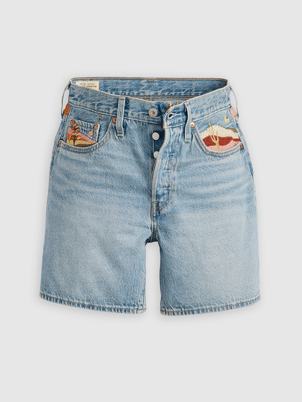 Women's Mid Rise Light Blue Straight Fit Shorts - 80fef739ad1f0008917a5284957c2c48 View