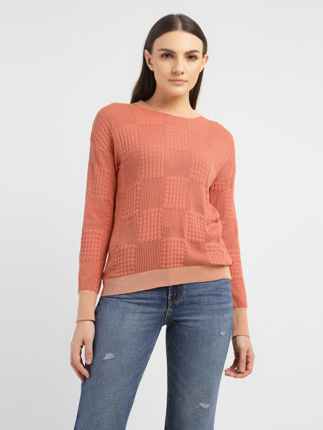 Women's Self Design Round Neck Sweater - c75e8918-819d-4a4f-8f03-4302128a00ff View