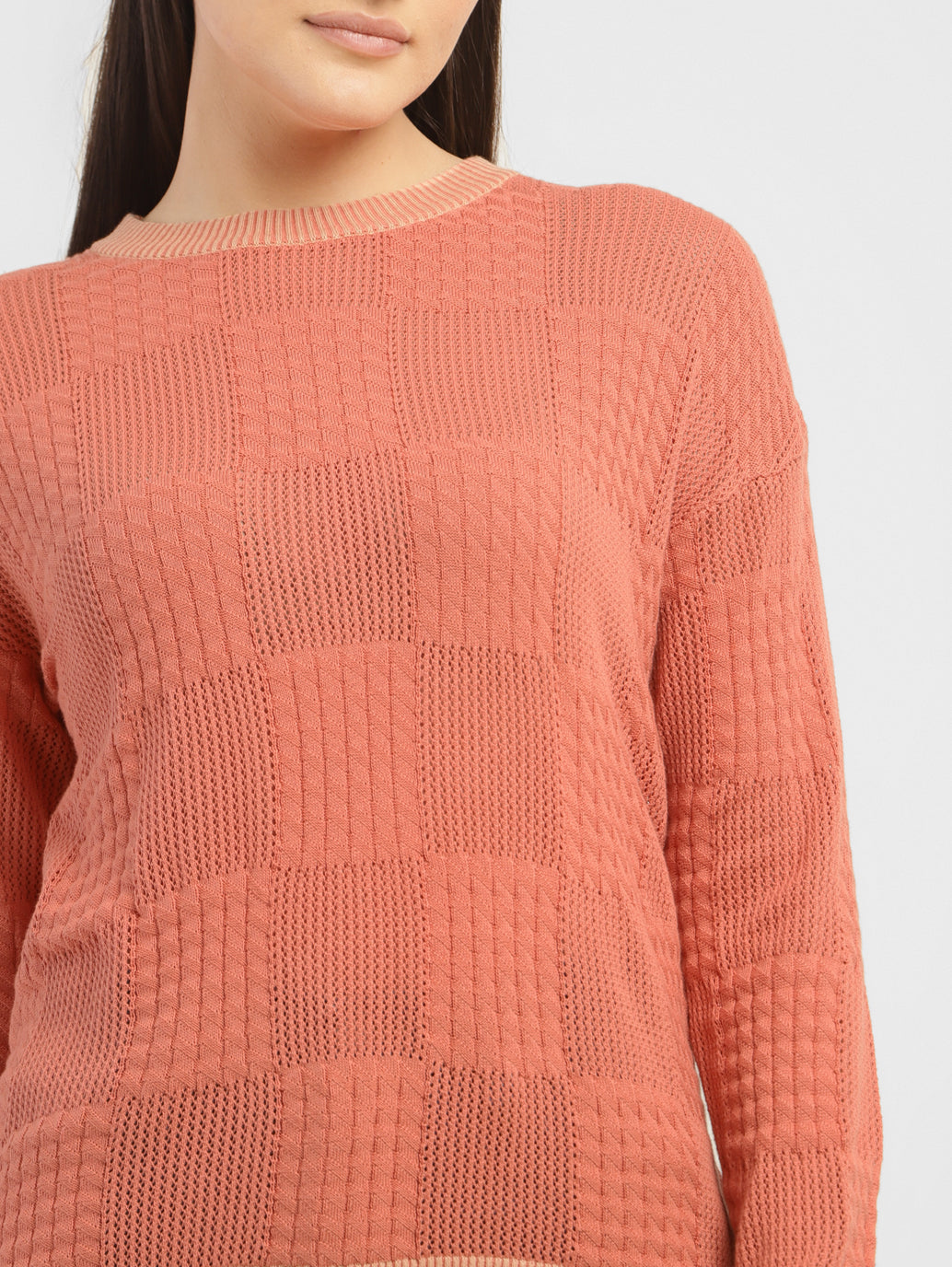 Women's Self Design Round Neck Sweater - 9a13f066-c688-4541-b41b-384287996749 View