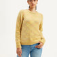 Women's Self Pattern Yellow Crew Neck Sweater - Front View