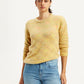 Women's Self Pattern Yellow Crew Neck Sweater - Styleshot View