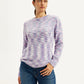 Women's Self Pattern Purple Crew Neck Sweater - Front View