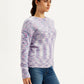 Women's Self Pattern Purple Crew Neck Sweater - Side View