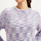 Women's Self Pattern Purple Crew Neck Sweater - Detail View