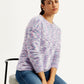 Women's Self Pattern Purple Crew Neck Sweater - Styleshot View